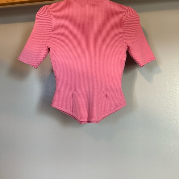 Brand New With Tags Fleur Du Mal Pink Ribbed Heart Cutout Top - Picture 7 of 8